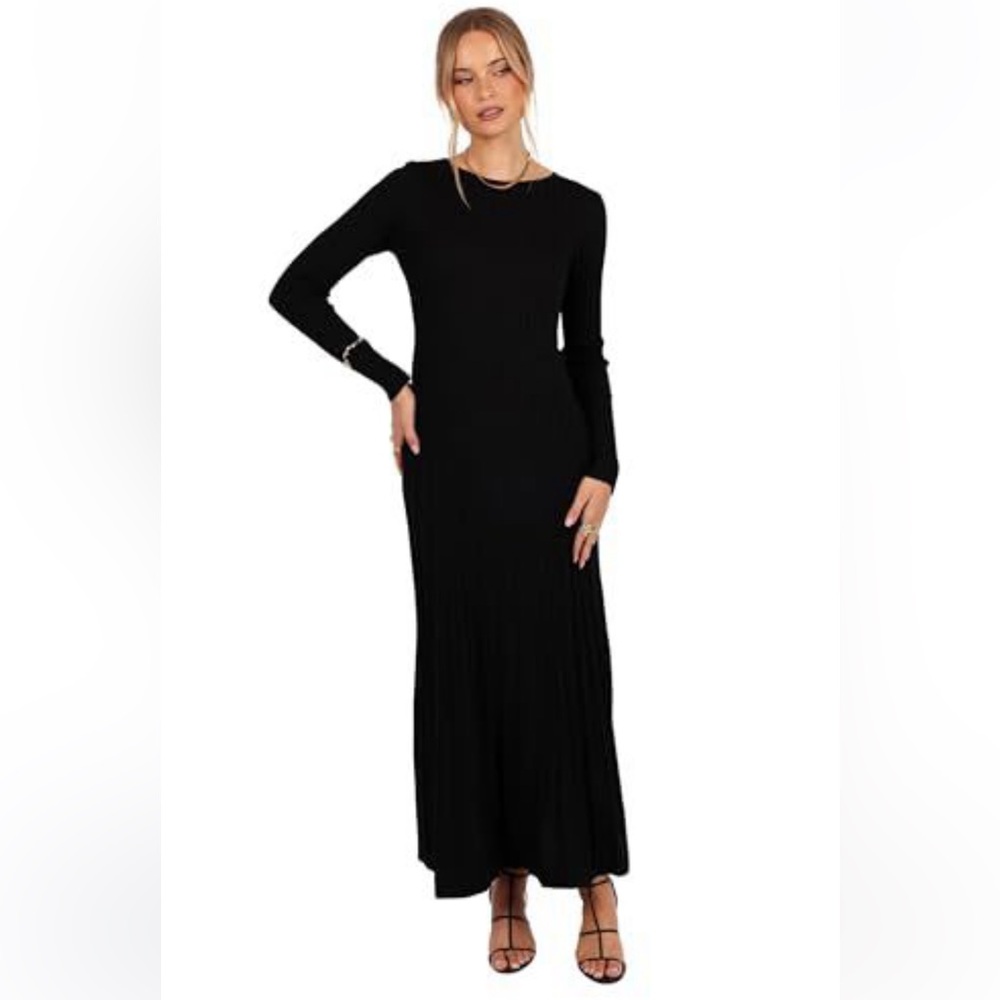 Petal & Pup Women's Alison Long Sleeve Maxi Dress, Black Size M